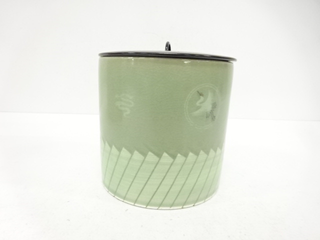  樹窯造　青磁　雲鶴　水指